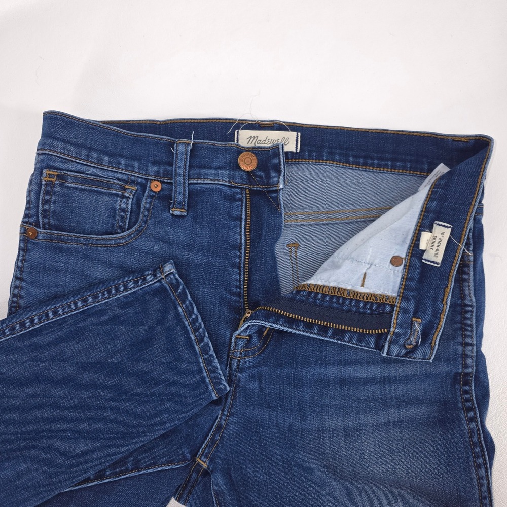 Madewell 10" High-Rise Skinny Women's 28 Jeans Medium Wash Stretch Denim Whisker